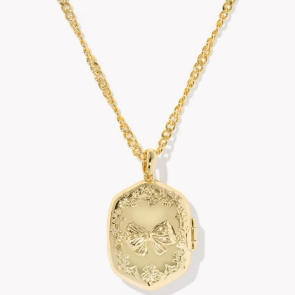 NWT Kendra Scott Love Shack Fancy Locket Gold Floral Pendant Necklace - Picture 9 of 12